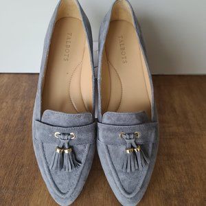 TALBOTS / FRANCESCA SUEDE DRIVING FLATS / GRAY SUEDE Size 9 New- no box